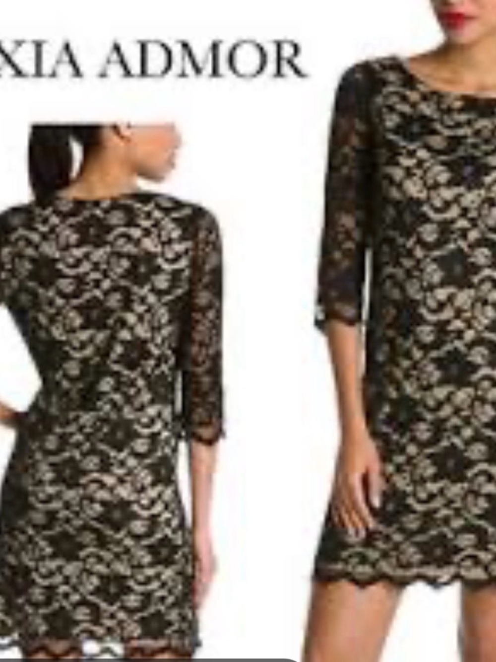 Alexia Admor 3/4 Sleeve Black Lace Overlay Sheath Dress.